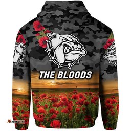 west football club alice springs anzac zip up and pullover hoodie the bloods poppy vibes black