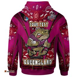 queensland rugby league team hoodie custom queensland maroons mascot with aboriginal art state of origin hoodie rlt12