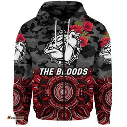 custom personalised west football club alice springs anzac zip up and pullover hoodie the bloods indigenous vibes black