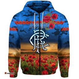 custom personalised rovers football club anzac zip up and pullover hoodie poppy vibes