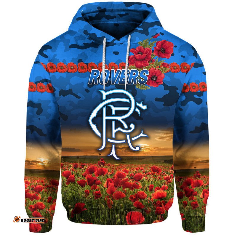 custom personalised rovers football club anzac zip up and pullover hoodie poppy vibes