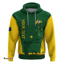 custom personalised australia national colours zip hoodie green and gold