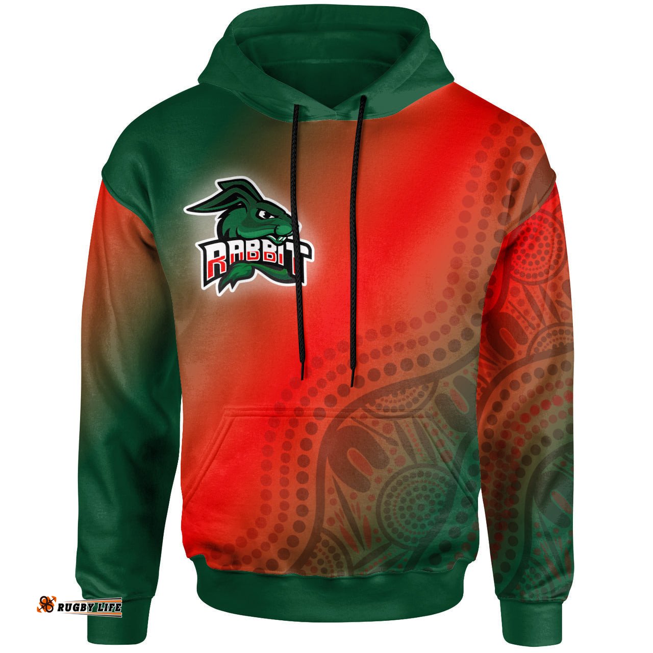 rabbitohs rugby hoodie custom rabbit sport with aboriginal patterns hoodie
