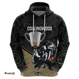 personalised collingwood football hoodie magpies go champions polynesian indigenous art
