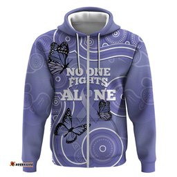 australia stomach cancer awareness hoodie no one fights alone aboriginal art