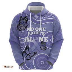 australia stomach cancer awareness hoodie no one fights alone aboriginal art