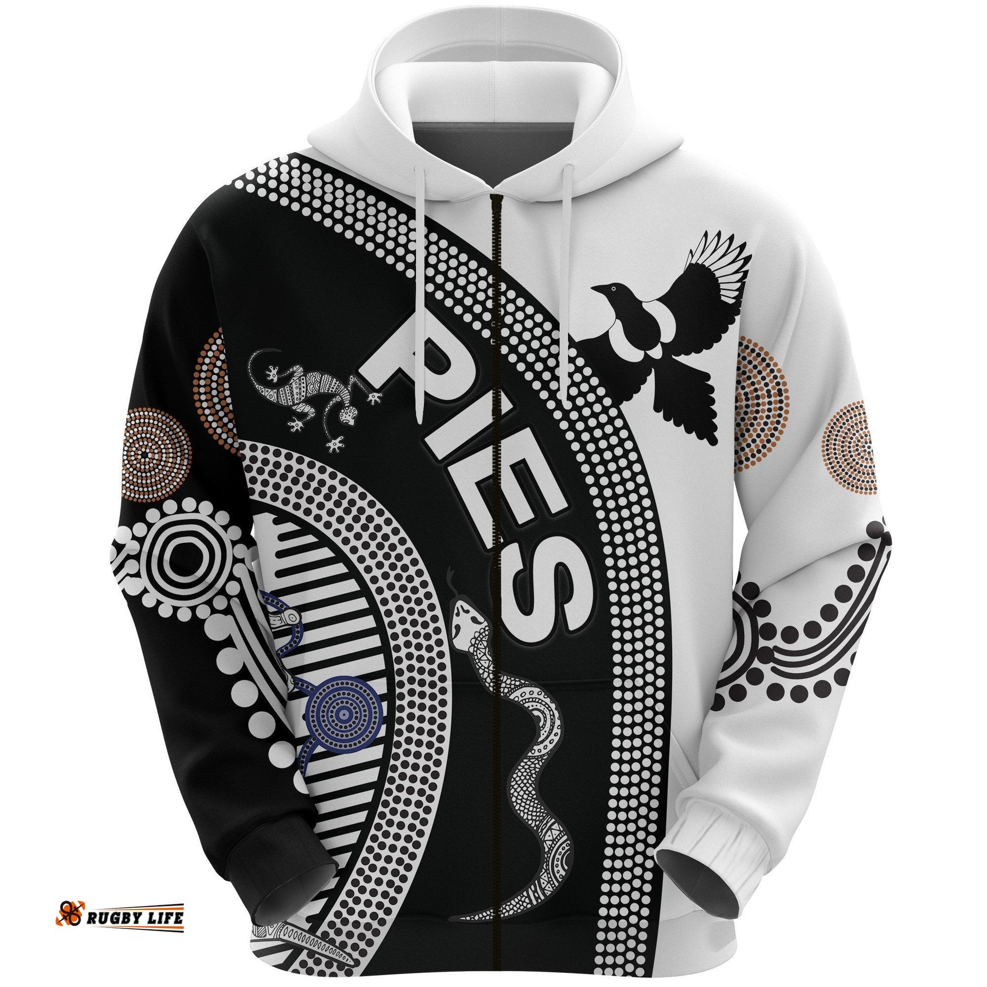 collingwood zip hoodie pies unique indigenous