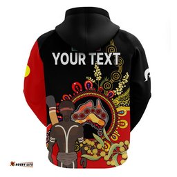 custom personalised naidoc indigenous zip up with pullover hoodie australia map with golden wattle