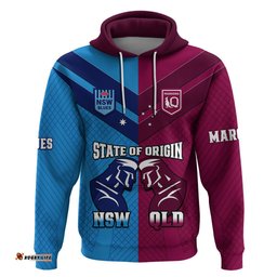 personalised qld maroons and nsw blues rugby hoodie sporty version