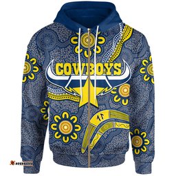 cowboys rugby hoodie custom aboriginal boomerang cowboys