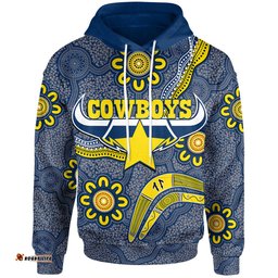 cowboys rugby hoodie custom aboriginal boomerang cowboys