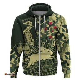 custom text and number nrl anzac rabbitohs hoodie camouflage
