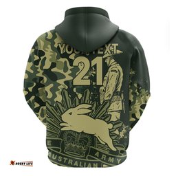 custom text and number nrl anzac rabbitohs hoodie camouflage