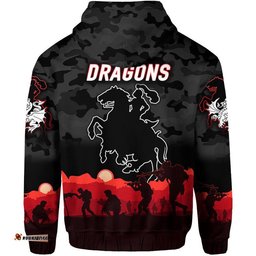 st george illawarra dragons anzac zip up and pullover hoodie simple style black