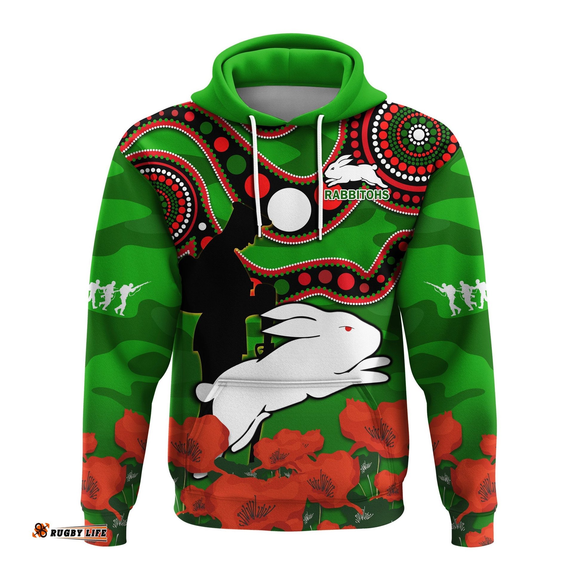 rabbitohs rugby anzac hoodie lest we forget 06