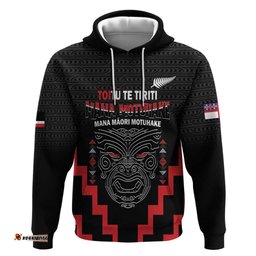 personalised toitu te tiriti mana maori motuhake hoodie aotearoa haka face mix poutama art