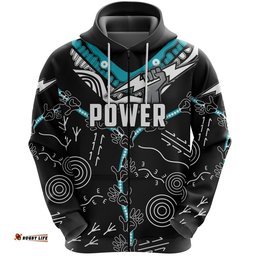 port adelaide zip hoodie power indigenous black