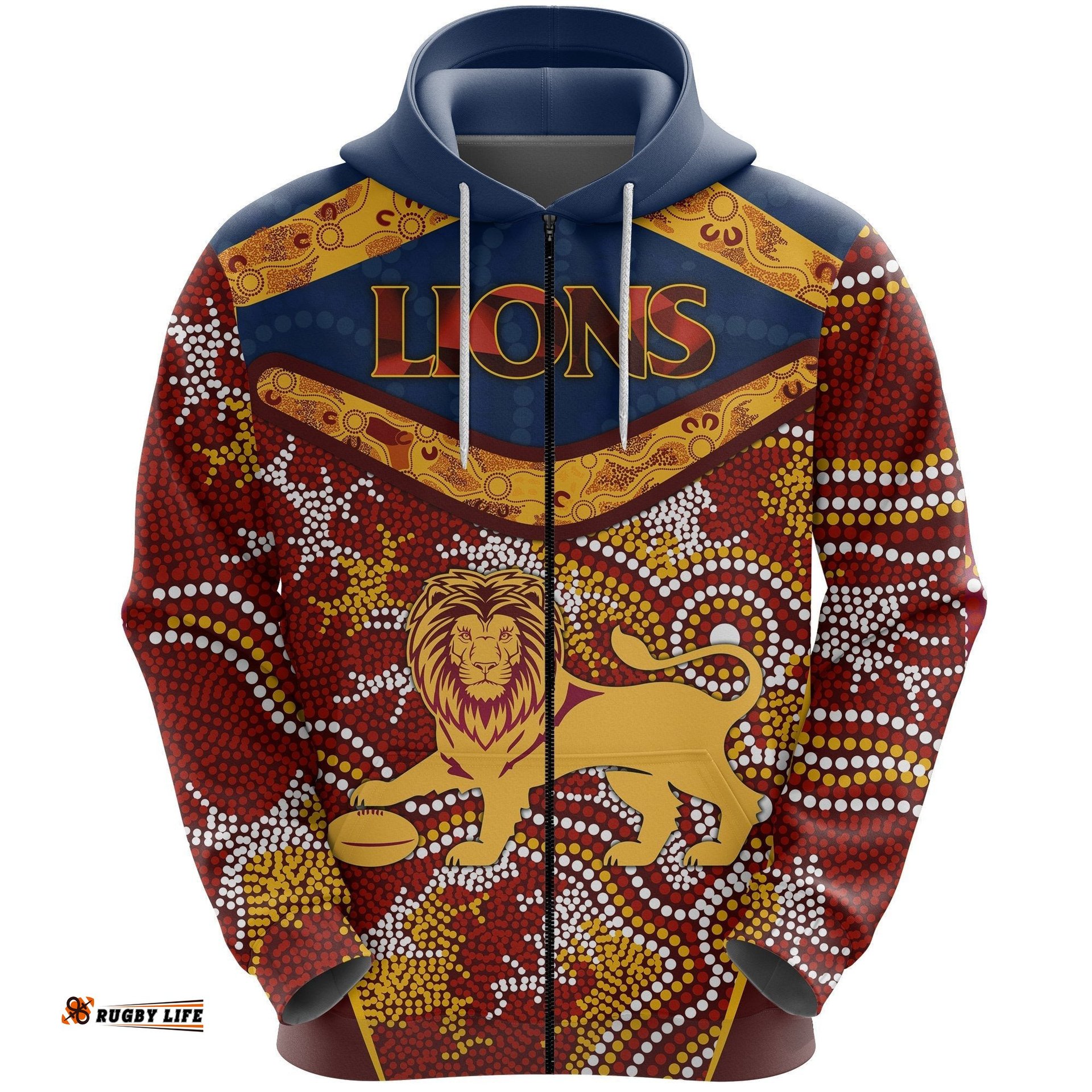 brisbane lions zip hoodie indigenous