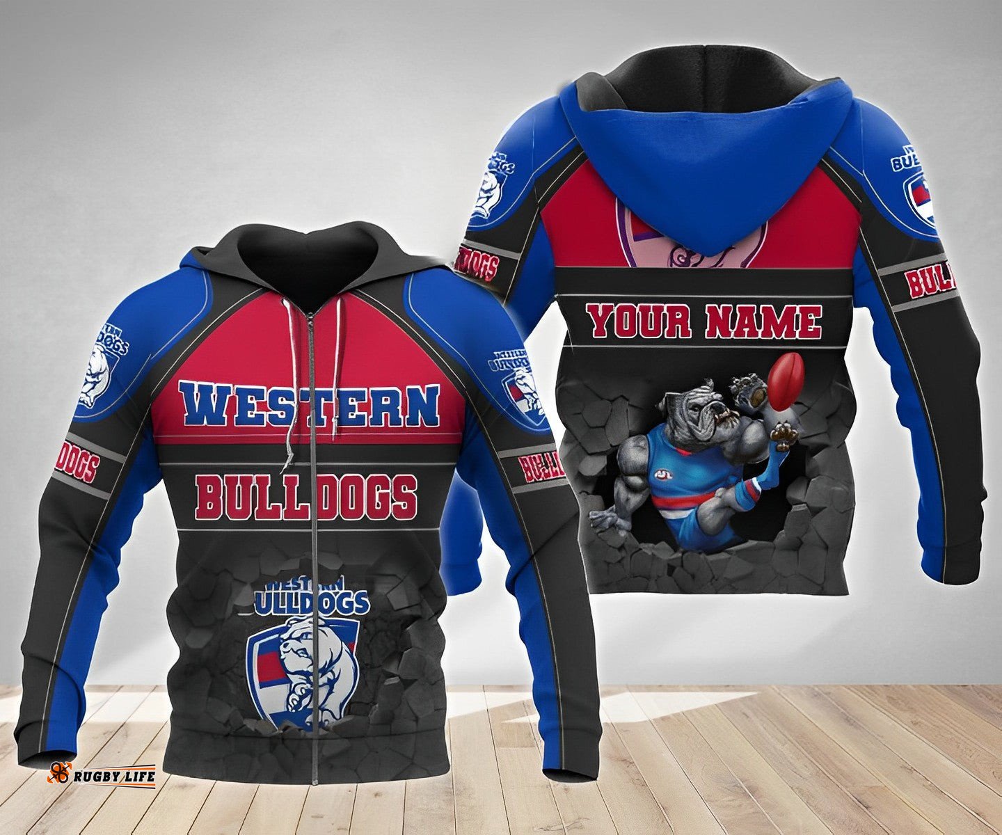 personalized western bulldogs 3d hoodie afl 3d hoodie broken wall