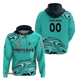 personalised australia soccer matildas hoodie kangaroo tornado turquoise