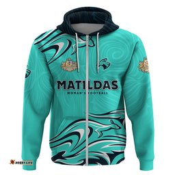 personalised australia soccer matildas hoodie kangaroo tornado turquoise