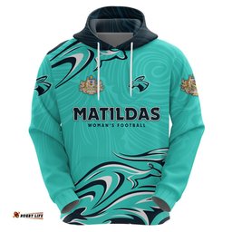 personalised australia soccer matildas hoodie kangaroo tornado turquoise