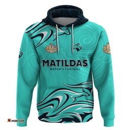 personalised australia soccer matildas hoodie kangaroo tornado turquoise