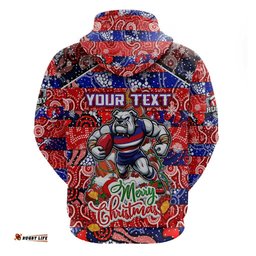custom bulldogs football merry christmas hoodie indigenous australian art