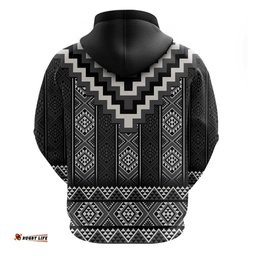 black taniko aotearoa hoodie niho taniwha mix poutama