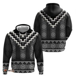 black taniko aotearoa hoodie niho taniwha mix poutama