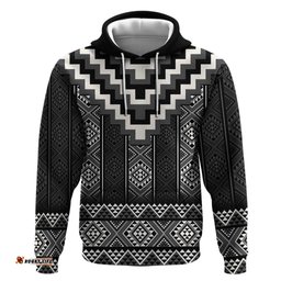 black taniko aotearoa hoodie niho taniwha mix poutama