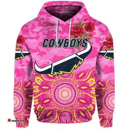 north queensland cowboys anzac zip up and pullover hoodie indigenous vibes pink