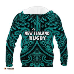 new zealand silver fern rugby hoodie all black turquoise nz maori pattern