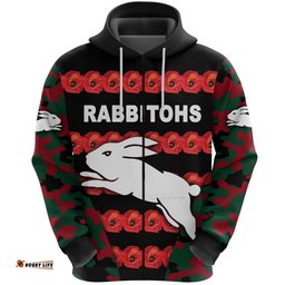 south sydney rabbitohs zip hoodie anzac day poppy flower vibes
