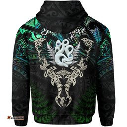 custom personalised aotearoa paua shell hoodie maori manaia and fish