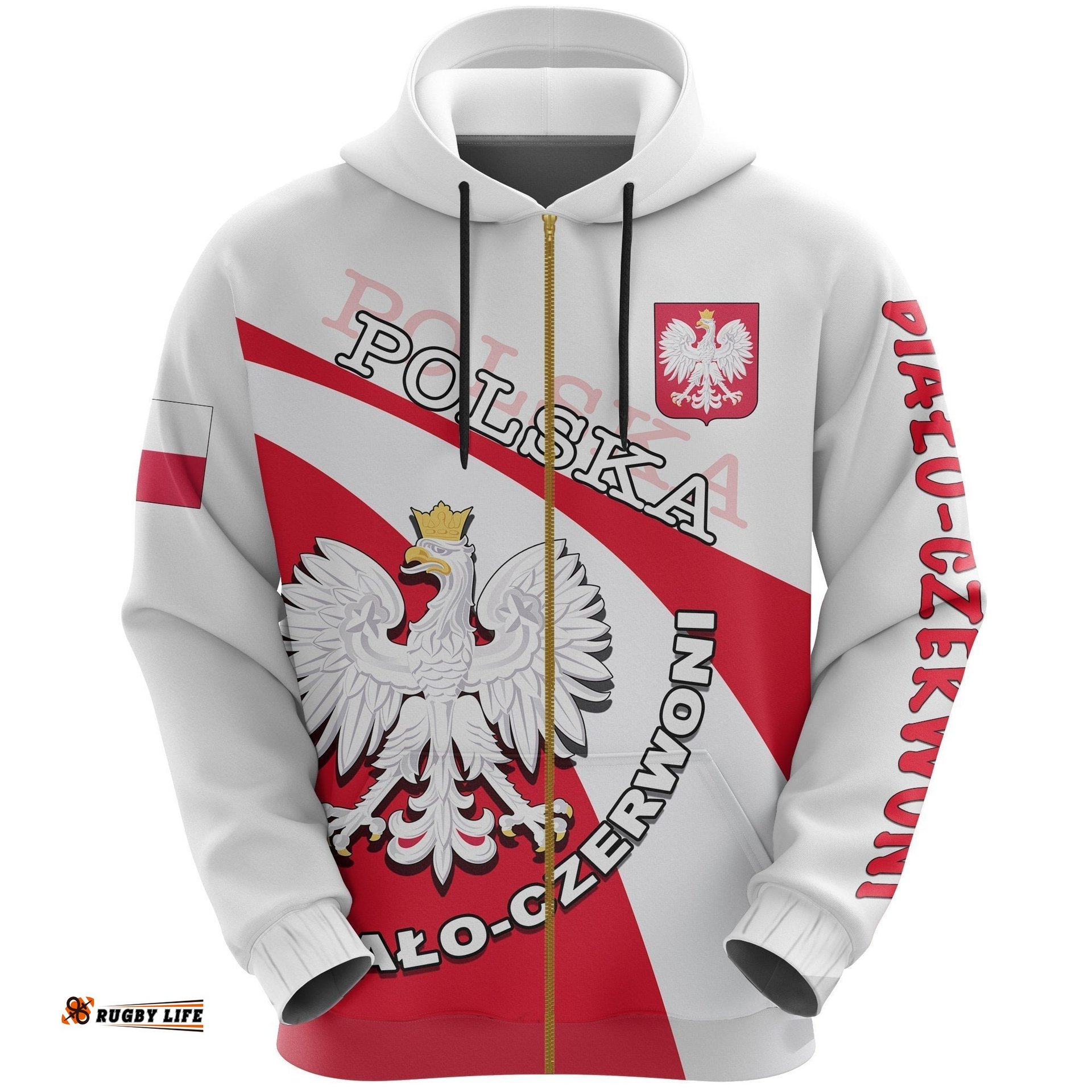poland all over print zip hoodie biao czerwoni football style