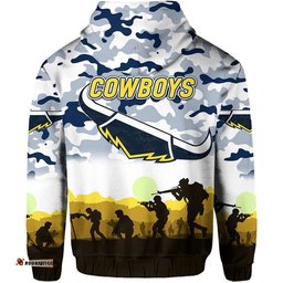 north queensland cowboys anzac zip up and pullover hoodie simple style white