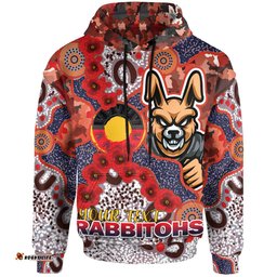 rabbitohs rugby hoodie custom anzac south sydney rabbitohs with aboriginal poppy flowers hoodie