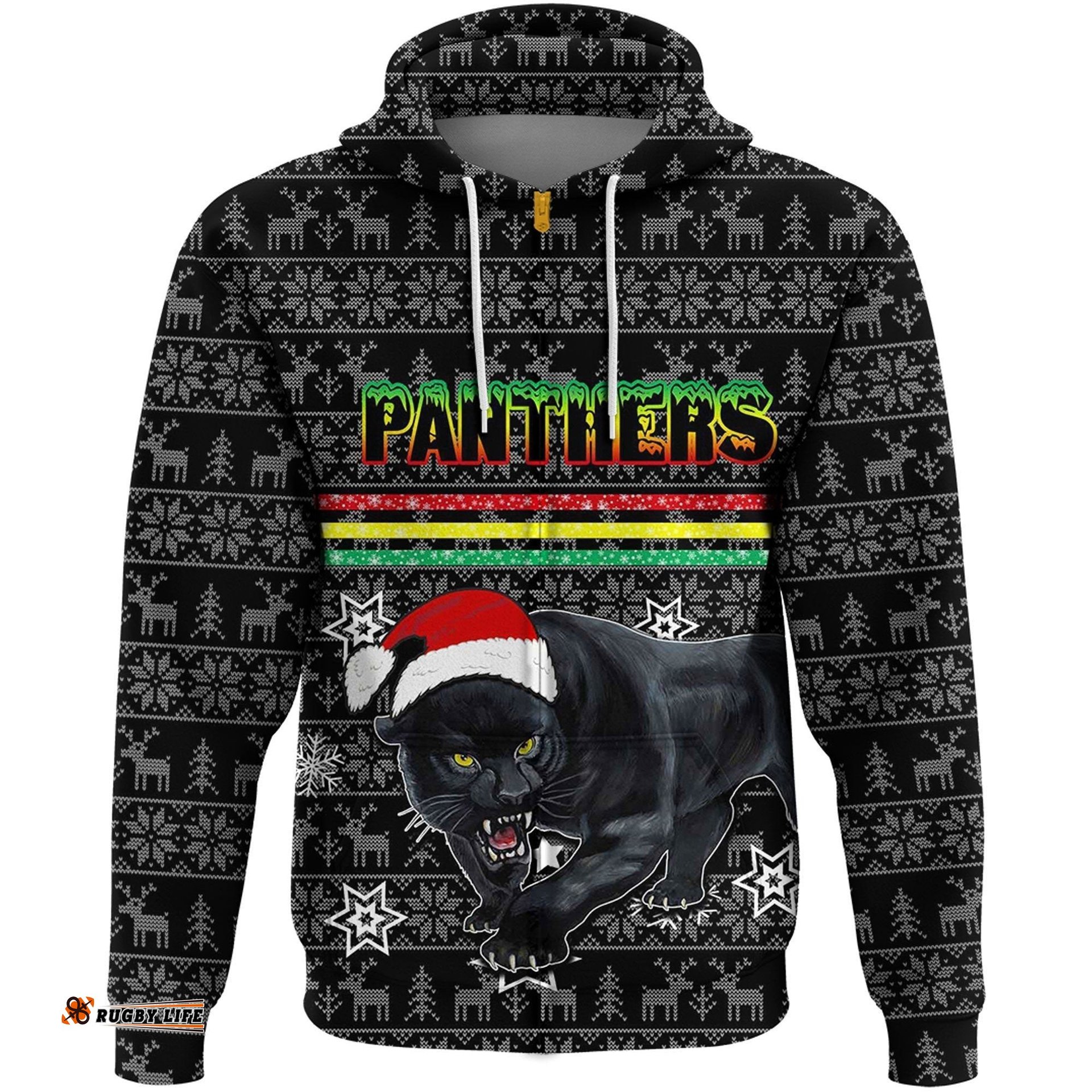 clothing penrith panthers christmas zip hoodie