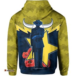 north queensland cowboys zip hoodie anzac day army pattens