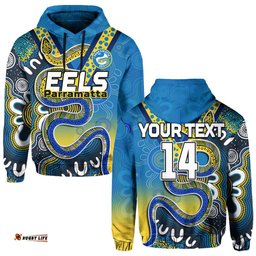 custom text and number eels rugby hoodie aboriginal art sporty style