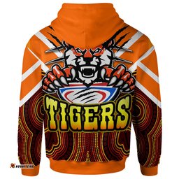 tigers rugby hoodie custom tiger rugby holding ball aboriginal style pattern hoodie rlt12