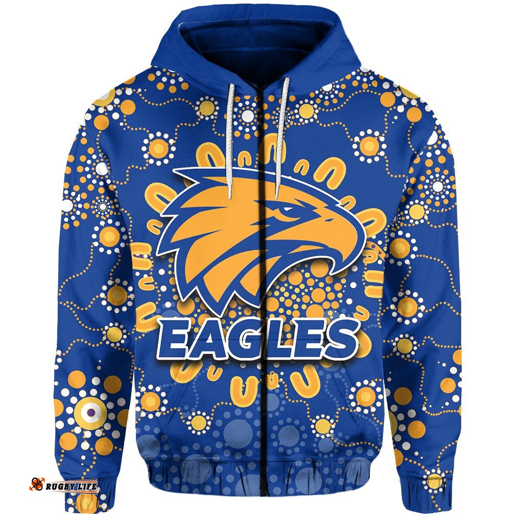 custom personalised west coast eagles zip hoodie indigenous style