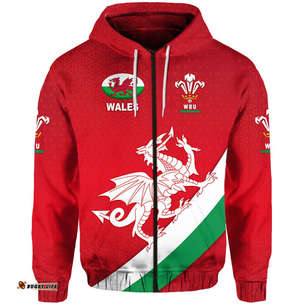 custom personalised wales rugby zip hoodie welsh cymru vibes