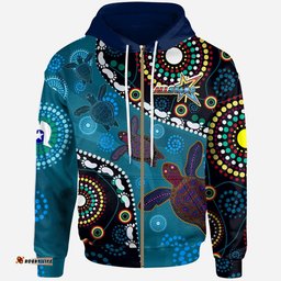 indigenous all stars rugby custom hoodie dreamtime turtle with aboriginal and torres strait islanders flag