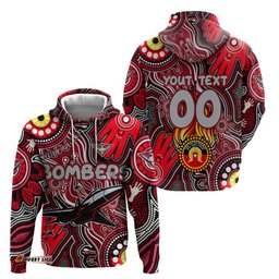 personalised naidoc week 2024 essendon bombers hoodie australian aboriginal hand painting