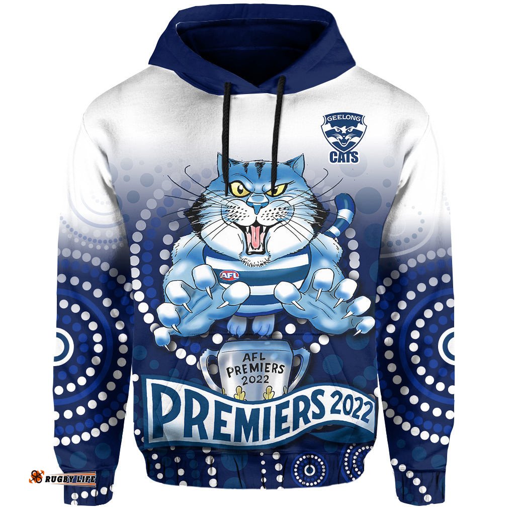 cats football hoodie aboriginal australian premiers proud geelong cartoon