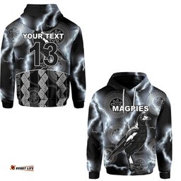 custom personalised magpies flash newest hoodie collingwood style custom text and number