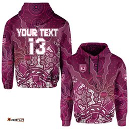 custom text and number maroons rugby hoodie fascinated aboriginal queenslanders