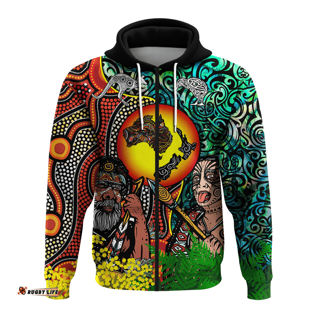 australia aboriginal kangaroo combine new zealand maori kiwi bird hoodie